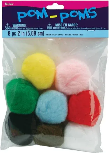Darice Pom Poms 2" 8/Pkg-Multi