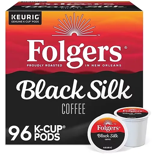 Folgers Black Silk Coffee, Keurig K-Cup Pod, Dark Roast, 96/Carton (6662CT)