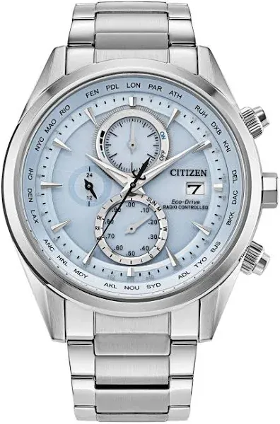 Citizen - Citizen Eco-Drive Perpetual Alarm World Time Chronograph GMT Blue Dial Men's Watch AT8260-85L