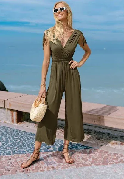 Cupshe Women's Jungle Chic Wrap Jumpsuit