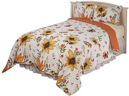 Miles Kimball Sunflower Bedspread 3 pc Set by OAKRIDGE™-King - Size King