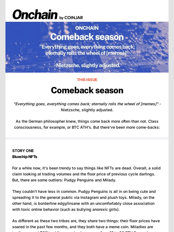 Today - Onchain: Comeback Season