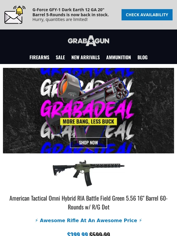 GrabAGun - ⏰ 60 Round Battlefield Green AR-15 Rifles And Pistols - $399.99 ⏰ $7.99 .223 Ammo ⏰