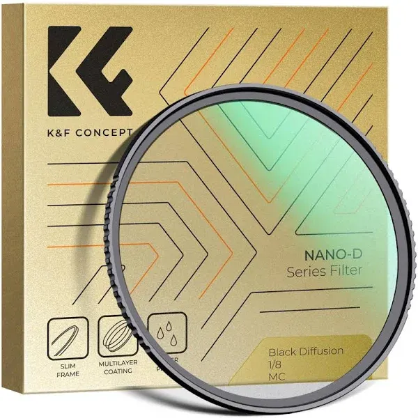 Black Mist 1/8 Filter Waterproof Mist Cinematic Effect Camera Lens Filter with 24 Multi-Coatings for Video/Vlog/Portrait Photography