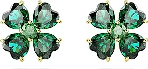 Swarovski Idyllia Stud Earrings, Gold-Tone Finished Clover Motif w/ Green Stones $79.32 + Free Shipping