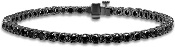 Jared 10K White Gold 7 Ct tw Round Black Diamond Tennis Bracelet