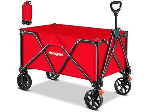 Homgava Collapsible Large Capacity Heavy Duty Foldable Wagon Utility Cart with Wheels and 2 Brakes