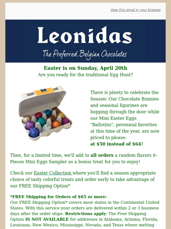 Leonidas - ? Easter Fun Awaits: Egg Hunt is Near!