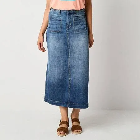 St. John's Bay Women's Tall Mid Rise Maxi Skirt