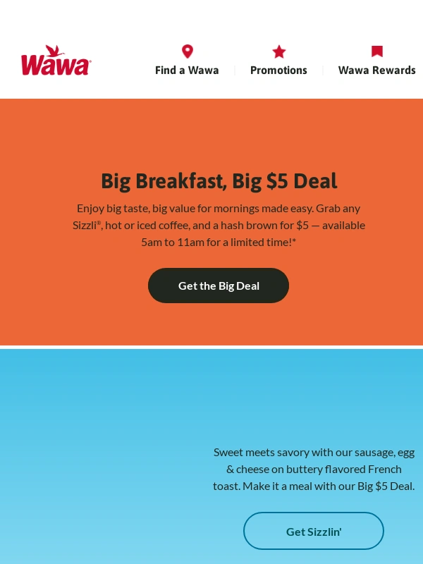 wawa - Set your alarm for the Big $5 Deal! ⏰