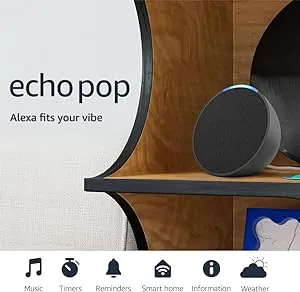Amazon Echo Pop (newest model), Our smallest Alexa speaker, Fits in any room, Charcoal