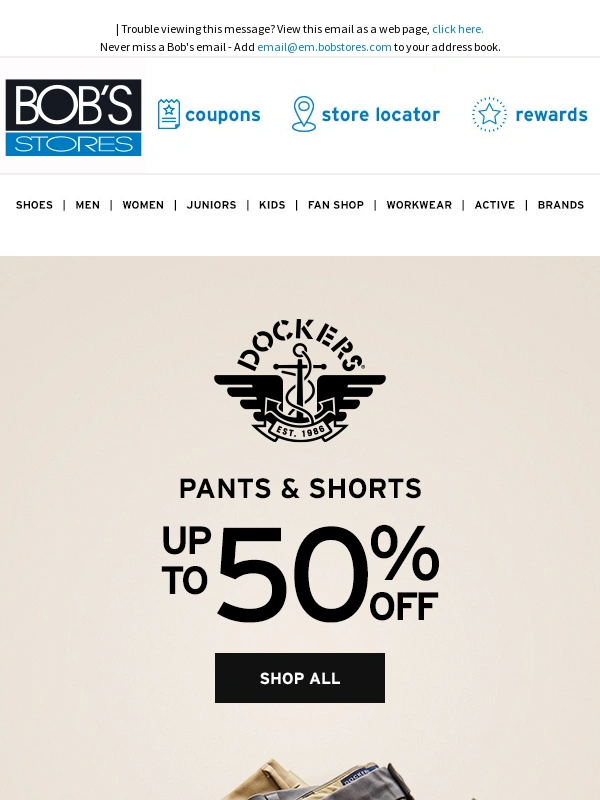 Bob's Stores - Up to 50% OFF Dockers